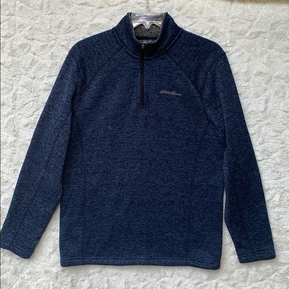 Eddie Bauer 1/4 Zip Fleece Blue/Black Pullover SzM